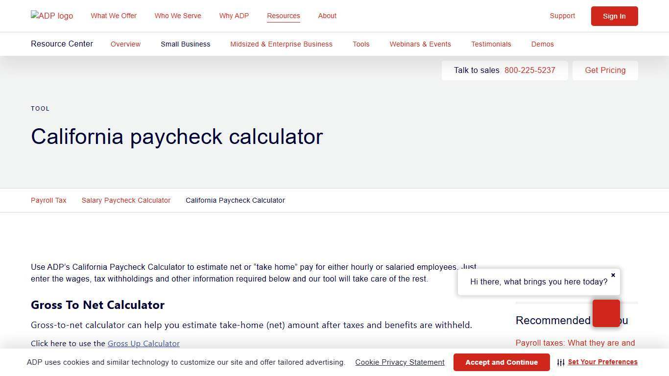 California Paycheck Calculator ADP